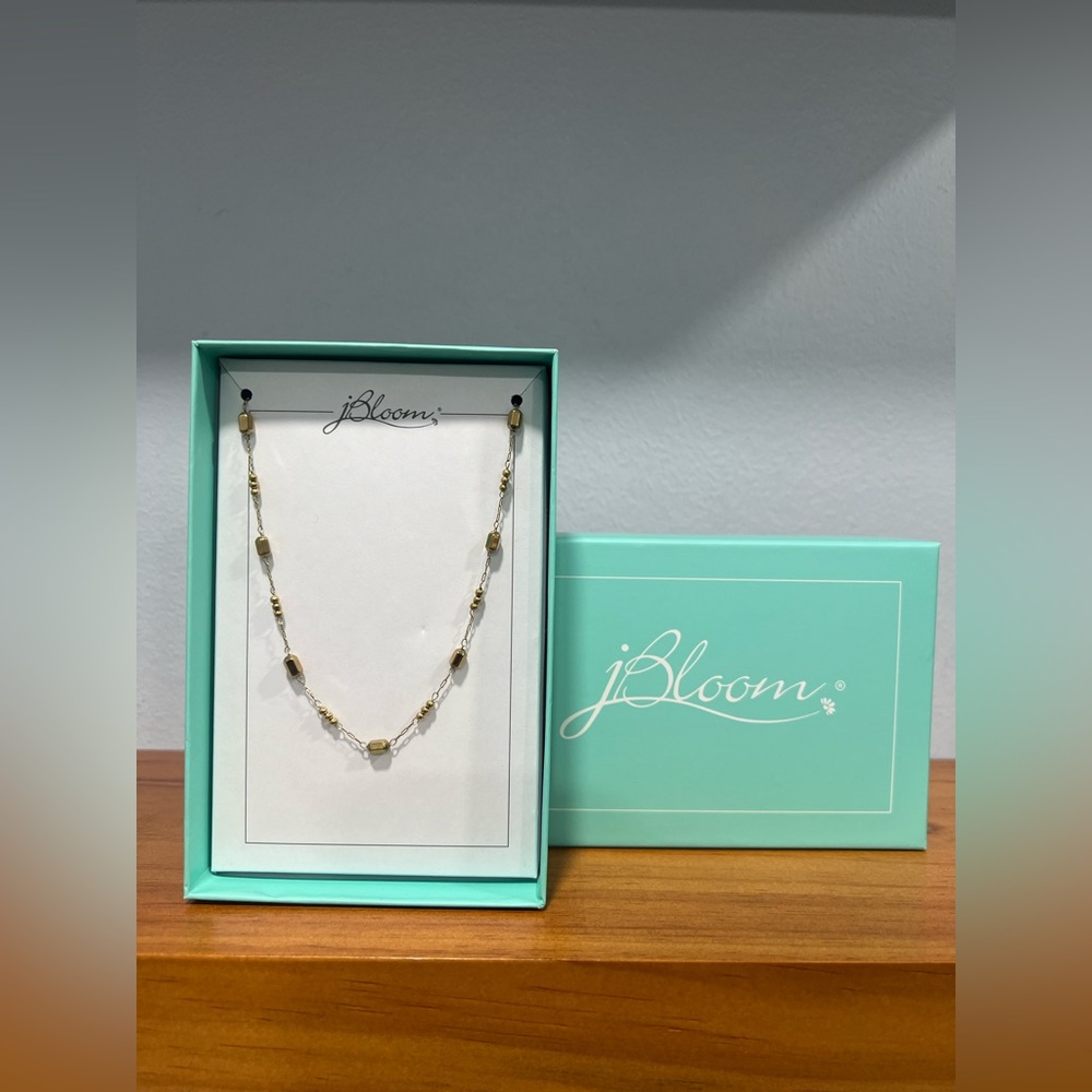 jBloom NIB Gold Tone Dainty Geometric Spherical Bead Brooklyn Station Necklace